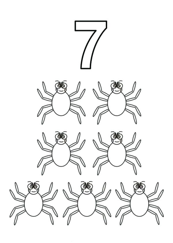 600x842 Spiders Coloring Pages Learn Number With Seven Spiders Coloring