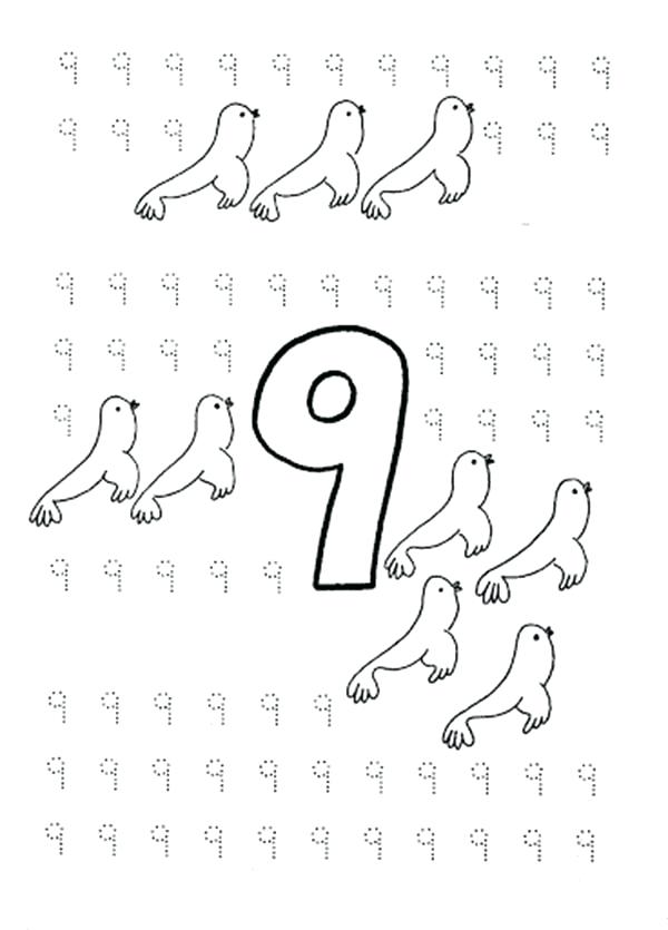 600x835 Number Coloring Page Cloud Coloring Pages Number Nine Page