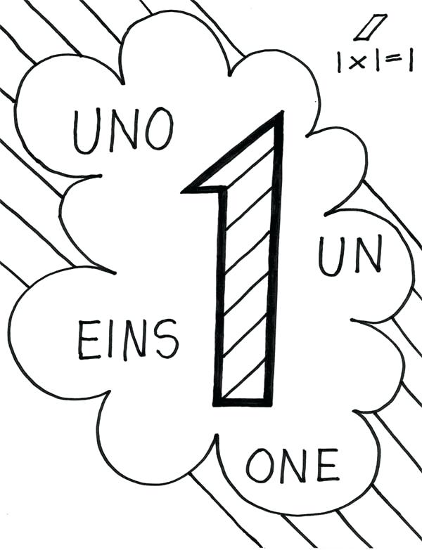 600x783 Number One Coloring Page Number One In Other Language Coloring