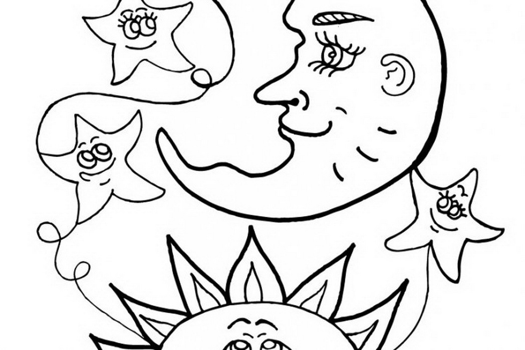 1048x699 Stars Coloring Pages For Sun Moon Coloring Pages For Free
