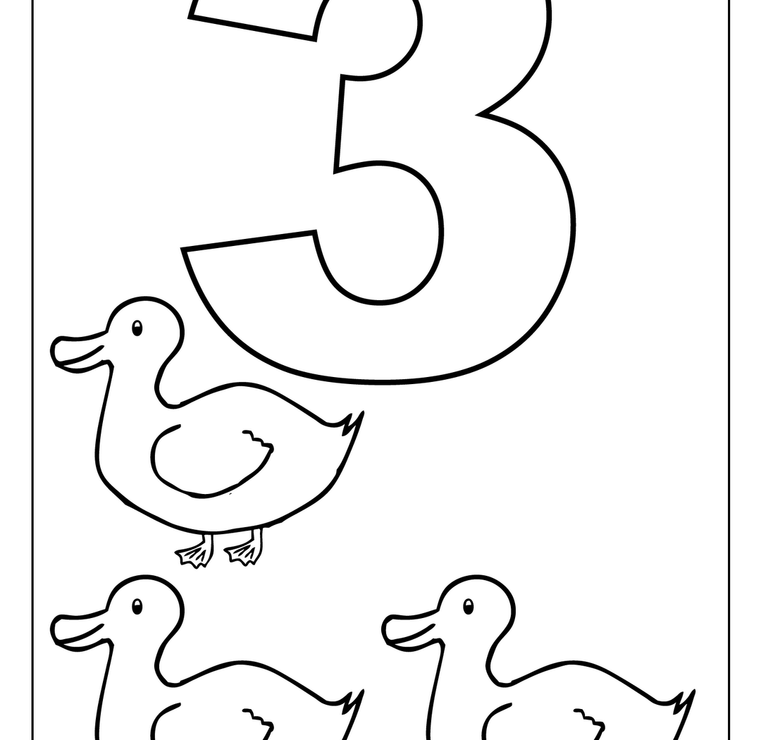 1080x1050 Number Three Coloring Page Free Math Fascinating Pages Kids