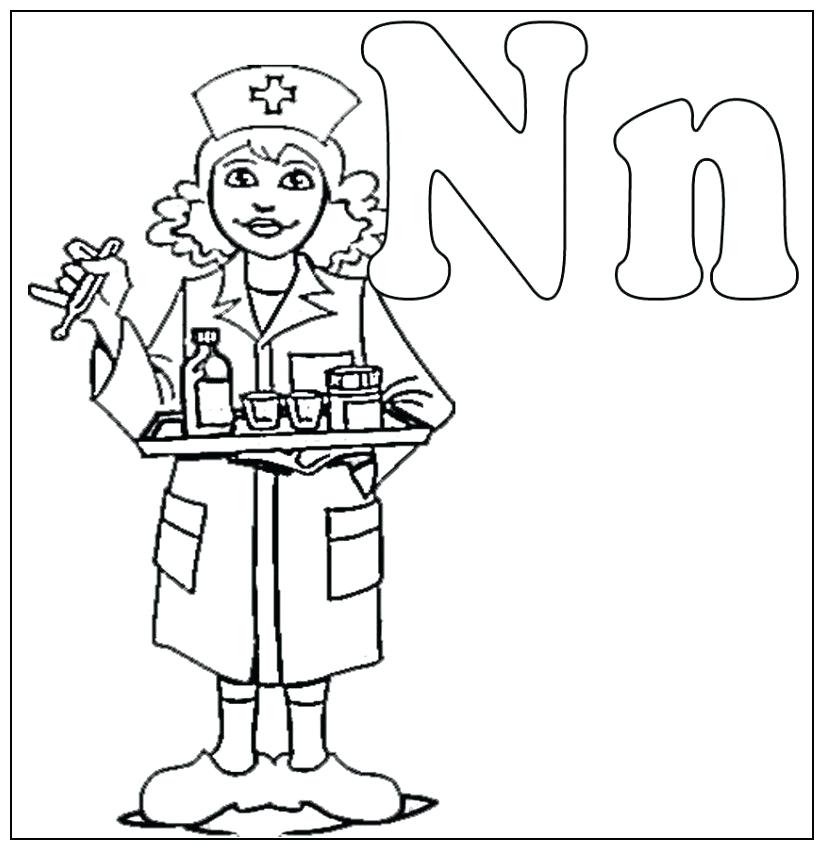 824x850 Nurse Coloring Pages N Is For Nurse Coloring For Kids Kids