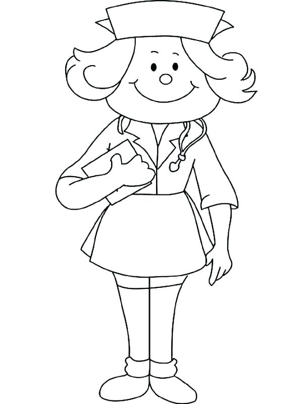 600x800 Nurse With Thermometer Coloring Page Color Book Male Nurse