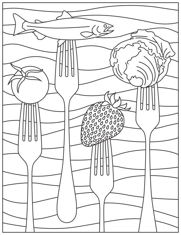 612x792 Printable Coloring Page For National Nutrition Month Food