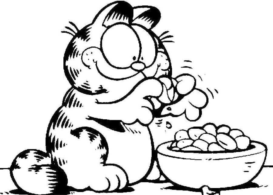 900x644 Garfield Opening Nuts Coloring Page Desen Boyama