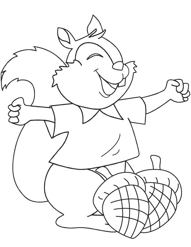 612x792 Happy Squirrel With Nuts Coloring Page Download Free Happy