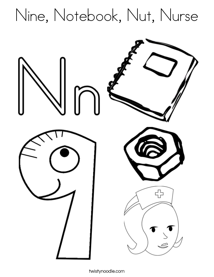 685x886 Nine, Notebook, Nut, Nurse Coloring Page