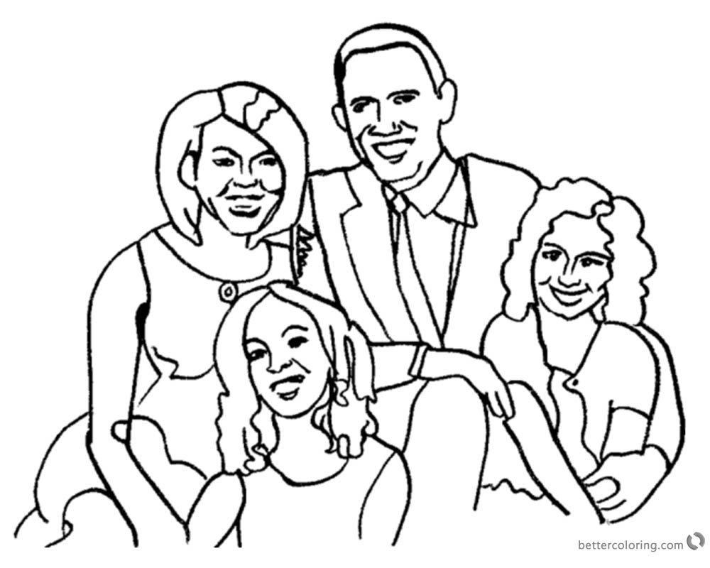 1000x800 Michelle Obama Coloring Page With Her Family