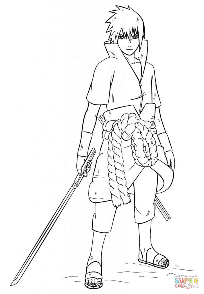711x1024 Sasuke Uchiha From Naruto Cartoon Coloring Page