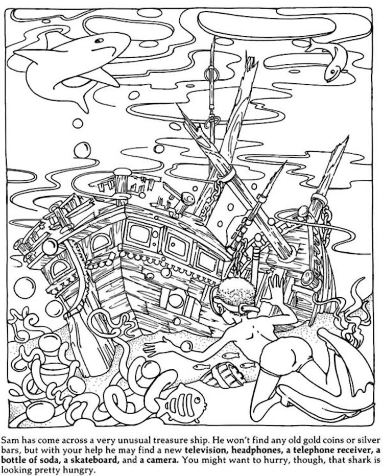 750x932 Dover Hidden Objects Coloring Page Kids All Ages Color