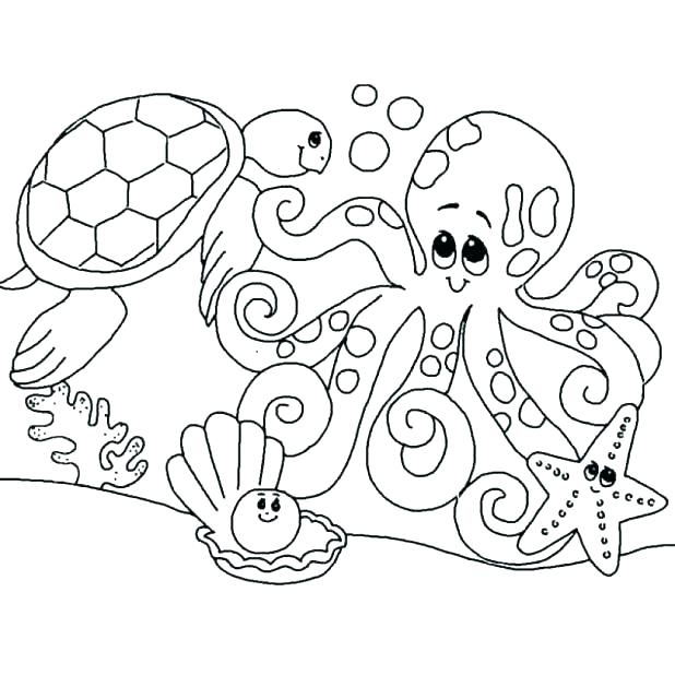 618x618 Realistic Ocean Life Coloring Pages Marine Preschool Plus Free