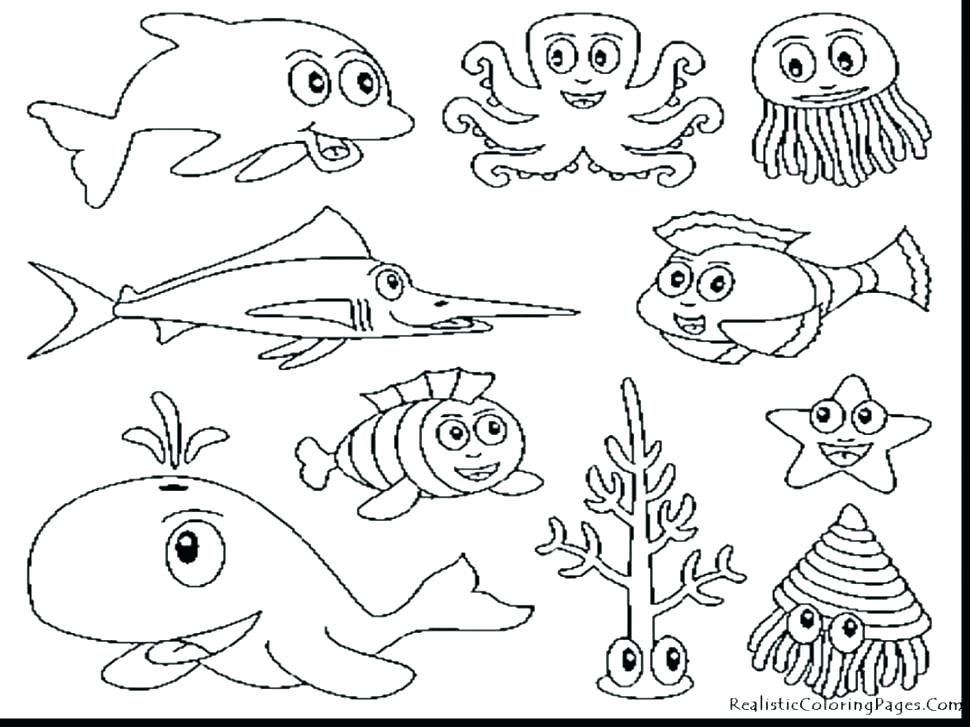 970x727 Underwater Animals Coloring Pages