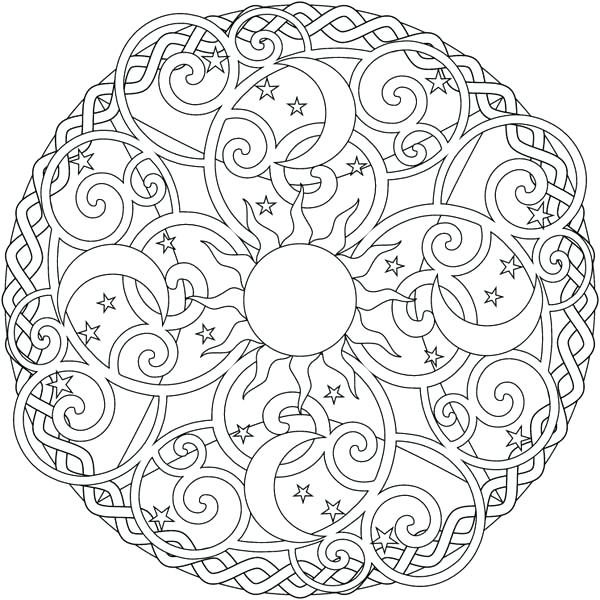 600x600 Sun Coloring Pages March Mandala The Sun And The Moon Mandala