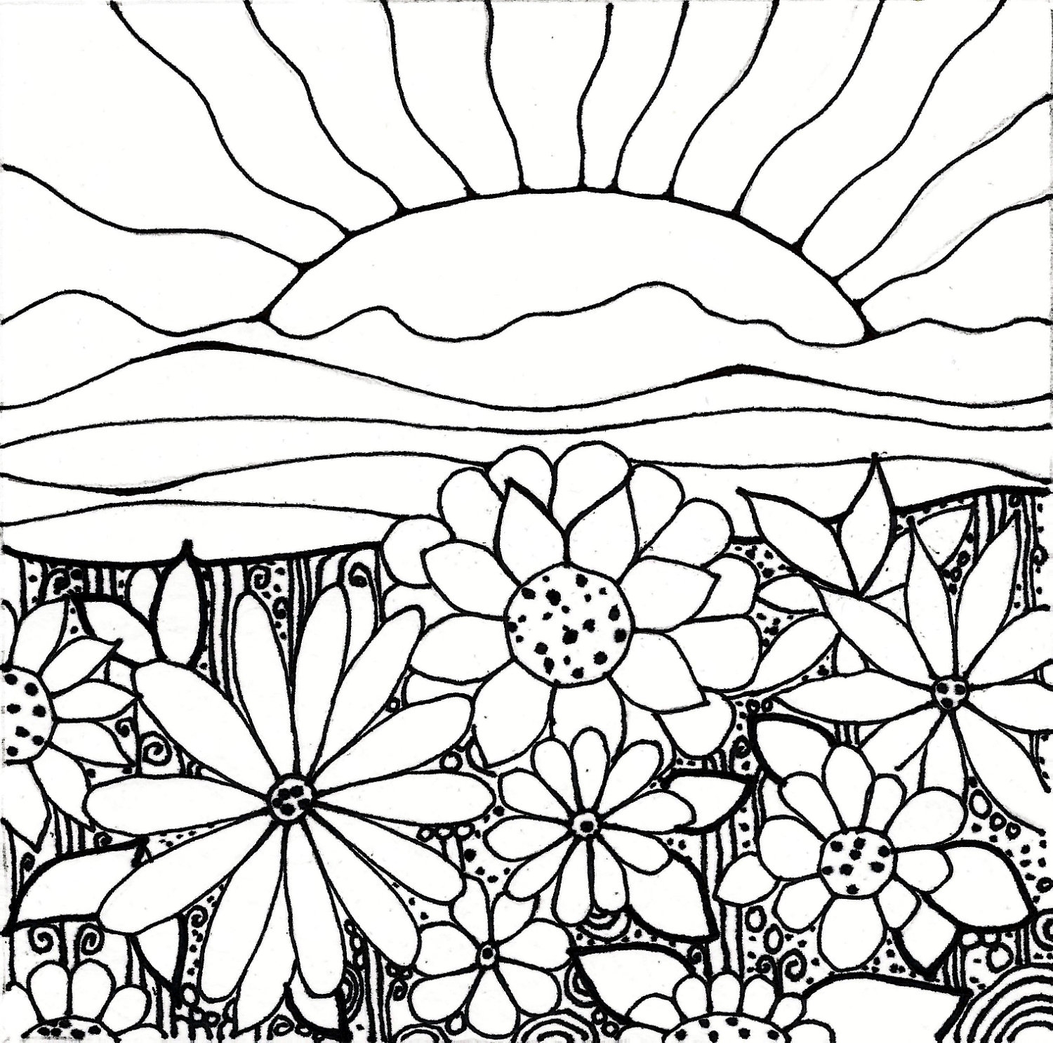 1500x1485 Sunset Coloring Pages