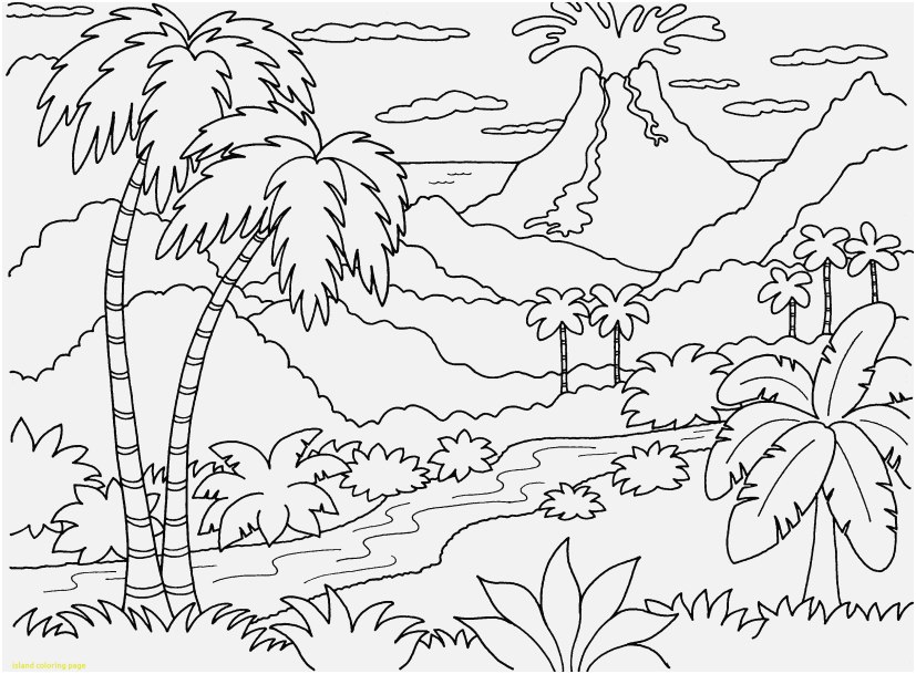 827x609 Sunset Coloring Pages Gallery Island Coloring Page With A Lovely