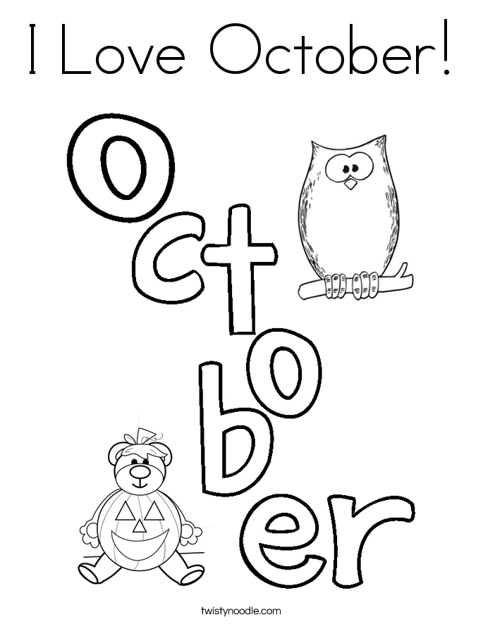 685x886 I Love October Coloring Page