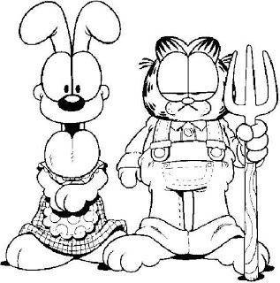 317x320 Garfield Coloring Pages Garfield And Odie With Fork
