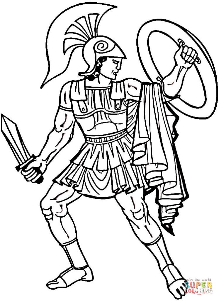 747x1024 Greek Warrior For Coloring Page