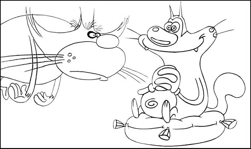 839x497 Oggy And The Three Cockroaches Coloring Page
