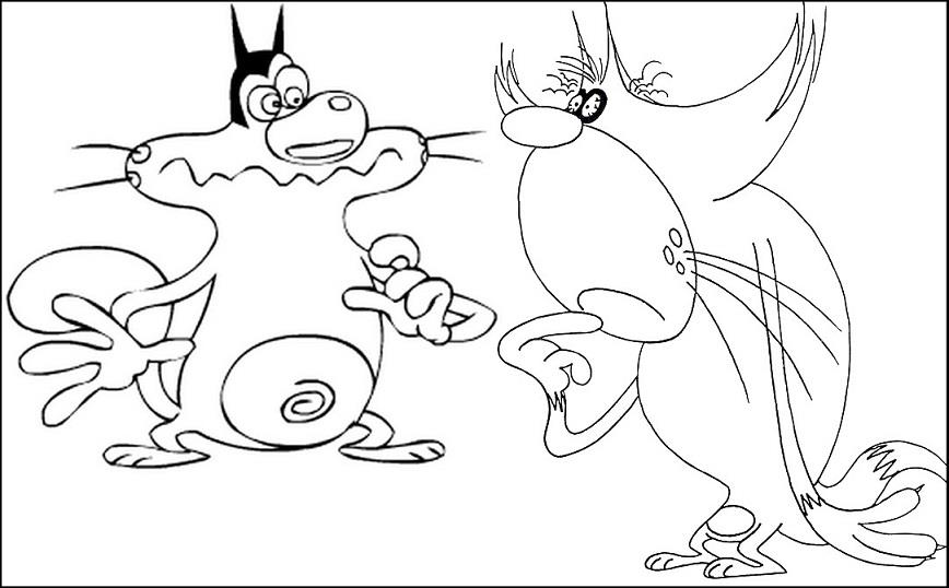 868x538 Oggy And The Three Cockroaches Coloring Page