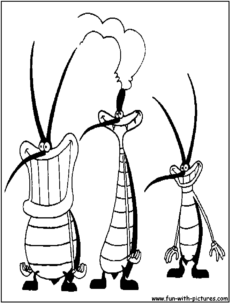 800x1050 Oggy Cockroaches Coloring Page