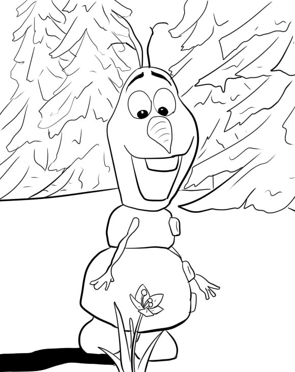 580x731 Olaf Spots A Flower Coloring Page Frozen Coloring Book