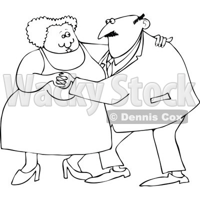 400x400 Of An Outlined Chubby Old Couple Dancing