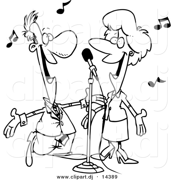600x620 Vector Clipart Of A Cartoon Couple Singing