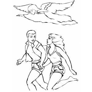 300x300 Angel Watching Couple Coloring Page