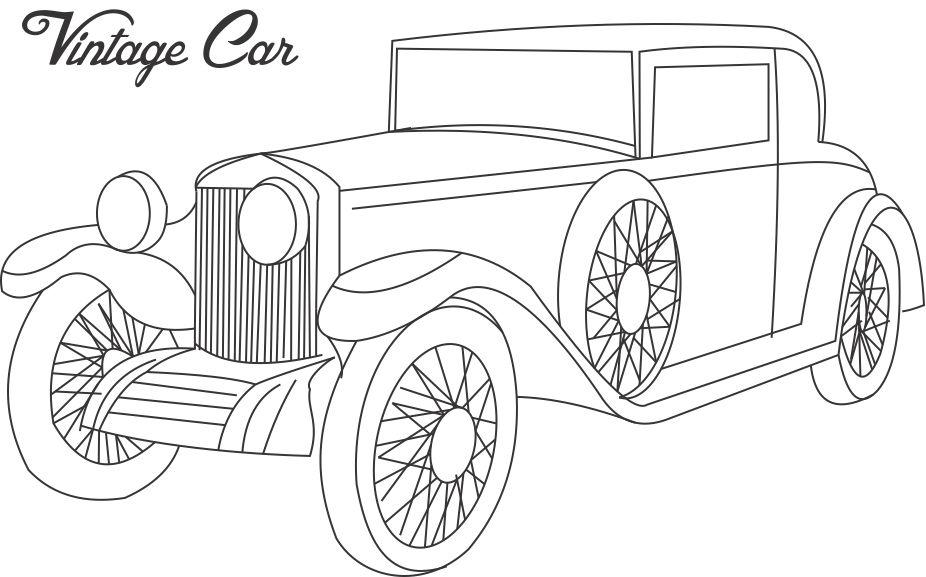 926x577 Vintage Car Coloring Printable Page For Kids