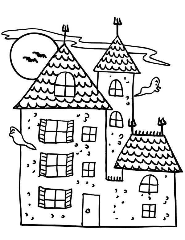 600x776 Old Haunted House Coloring Pages