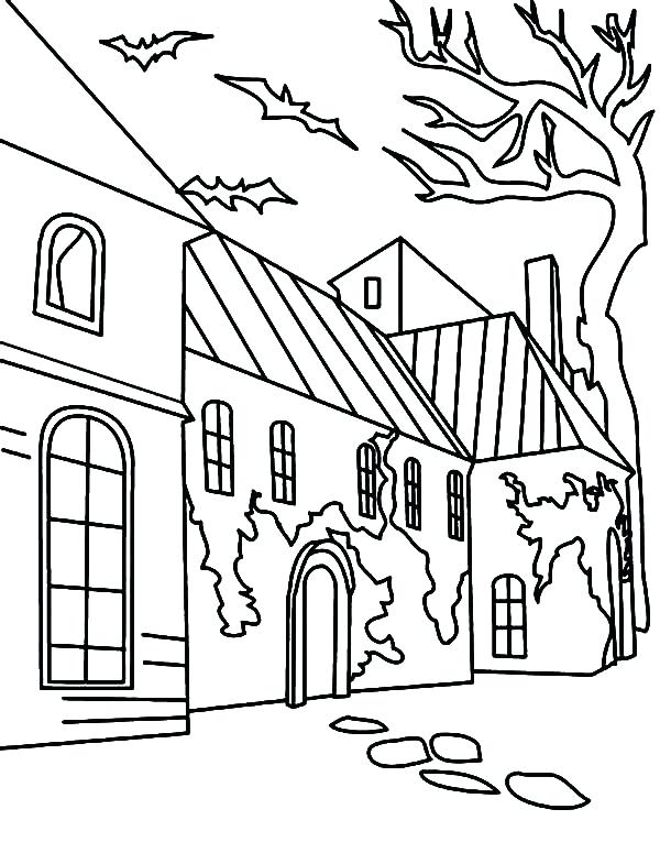 600x775 Halloween Haunted House Coloring Pages Professional