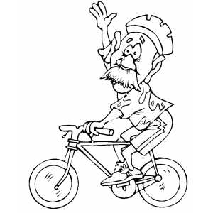 300x300 Old Man Cycler Waving Coloring Sheet