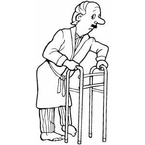 300x300 Old Man With Walker Coloring Page