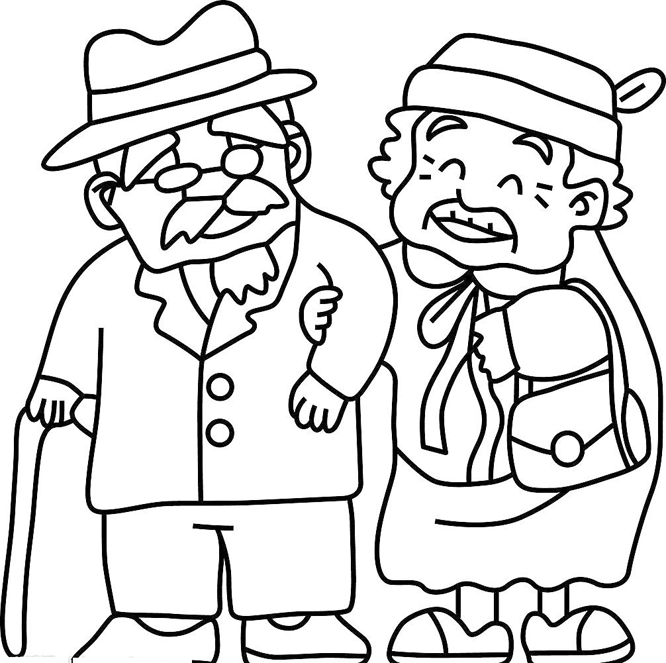 666x663 Old People Coloring Pages