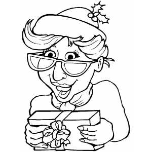 300x300 Excited Woman With Gift Coloring Page