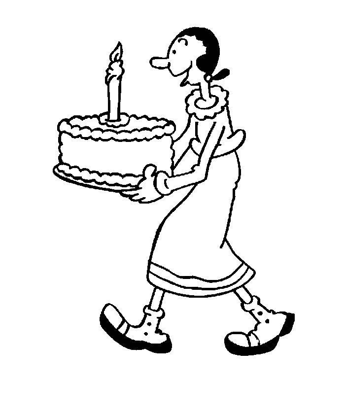 700x840 Olive Having Birthday Cake Coloring Page Boys Pages