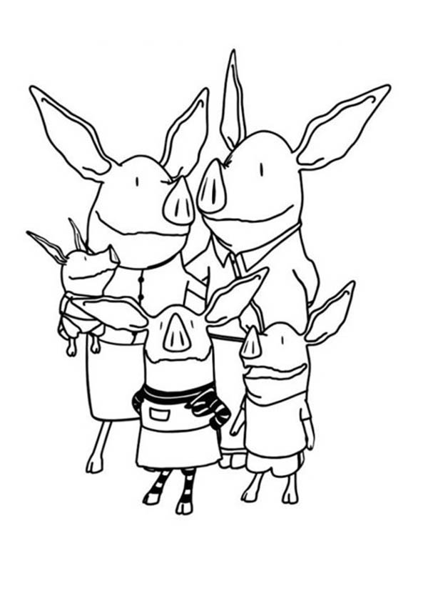 600x834 Olivia The Pig And Family Coloring Page
