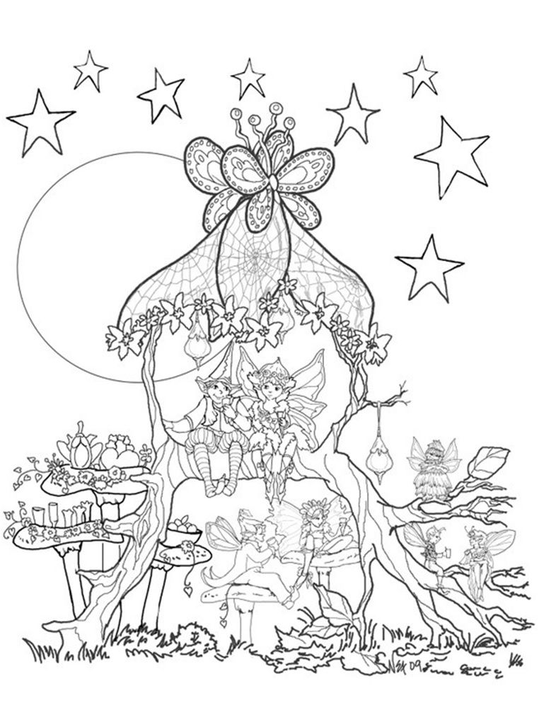762x1010 Fairies In A Tree House Coloring Page Coloring Pages