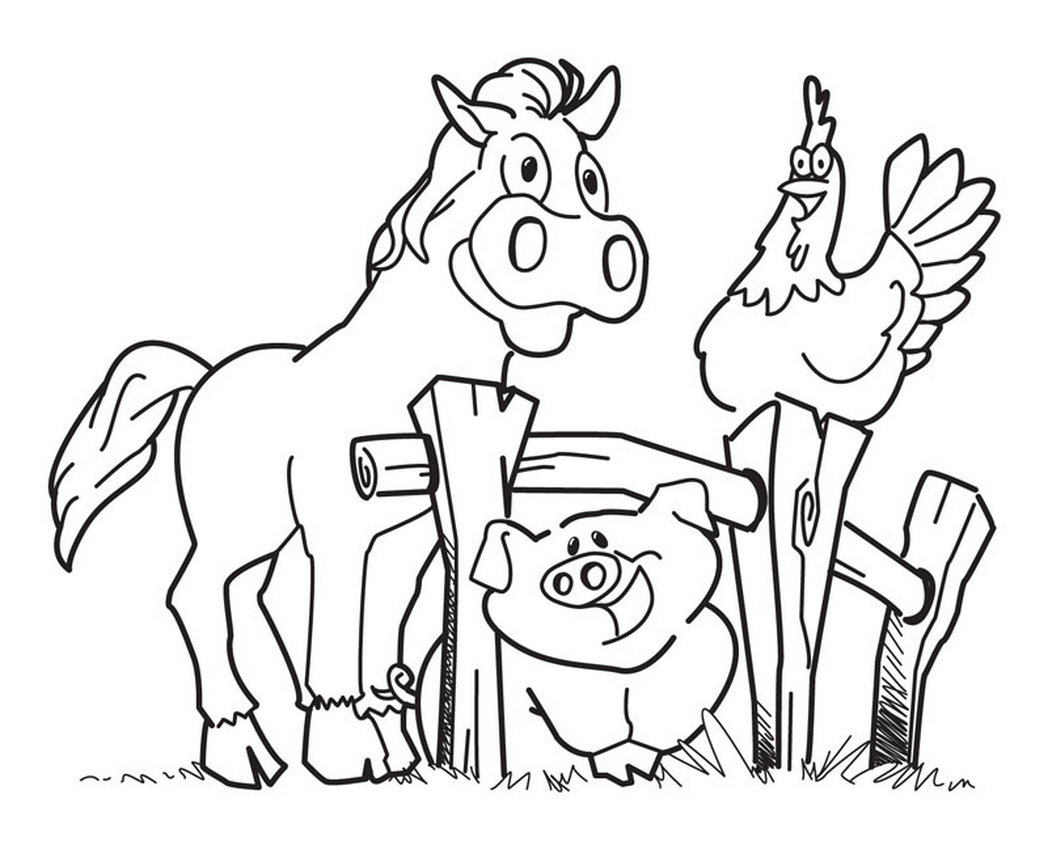 1048x841 Happy Pig On Farm Coloring Page Diy Crafts