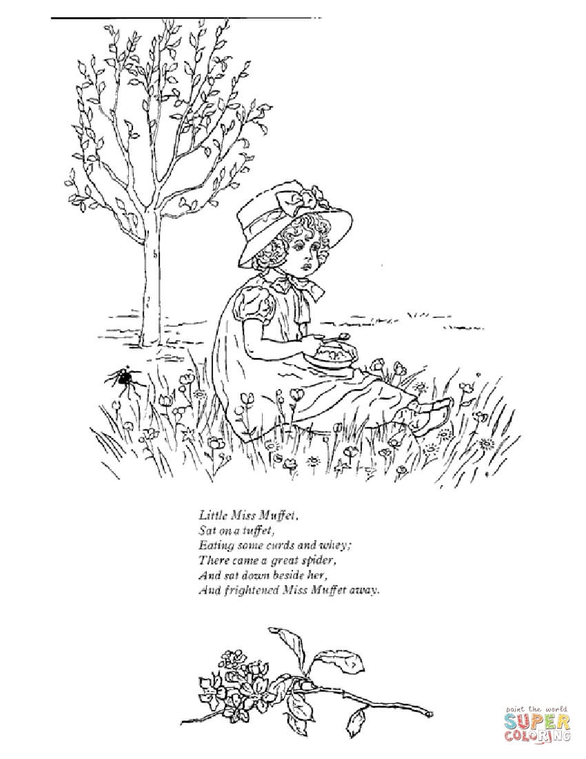 850x1100 Simplistic Little Miss Muffet Coloring Page Free Printable Pages
