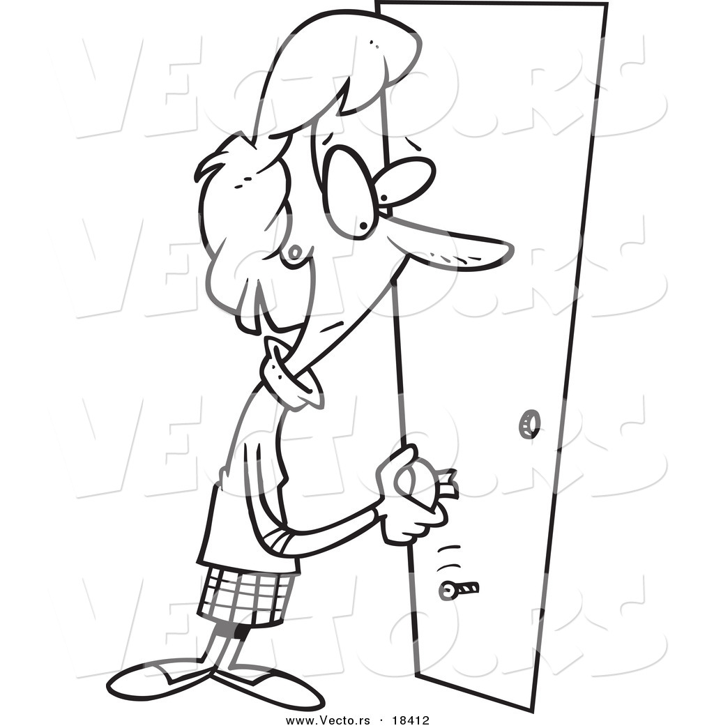 1024x1044 Vector Of A Cartoon Woman Holding A Broken Door Handle
