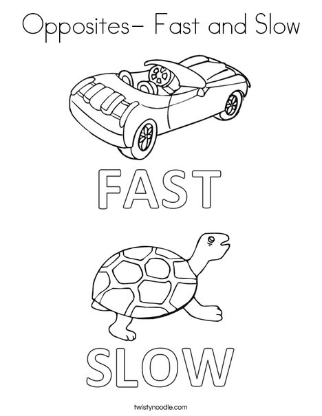 468x605 Opposites Fast And Slow Coloring Page