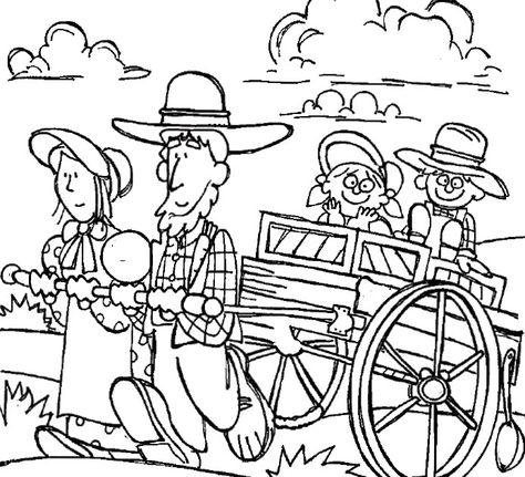474x431 Clipart Pioneer Family Coloring Page Mormon Trail Bulletin Board