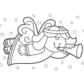 345x345 Christmas Angel Coloring Page