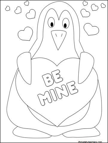 361x476 This Is A Valentine's Day Penguin Coloring Sheet Available