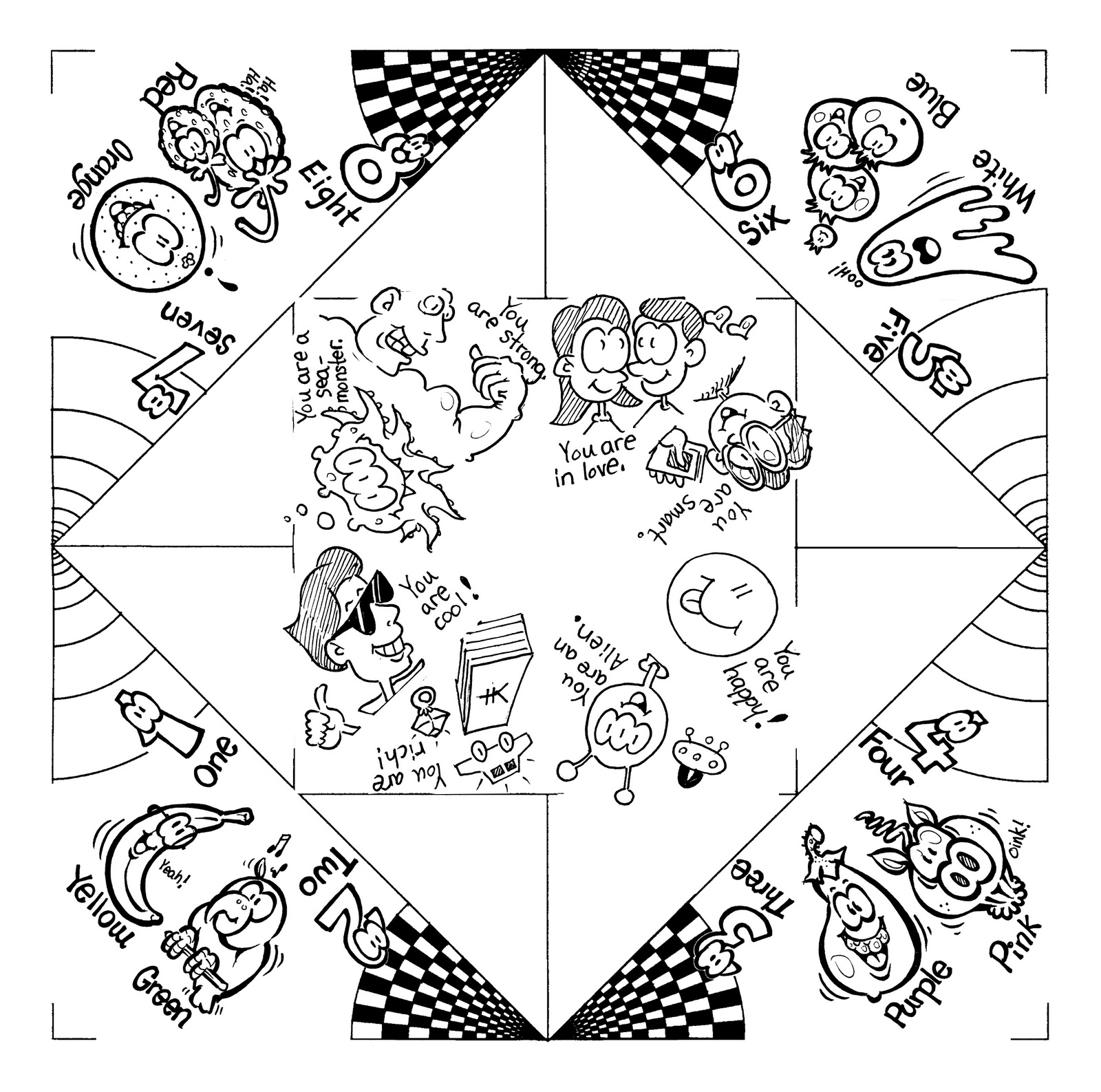 1600x1587 Fortune Teller Game Coloring Page