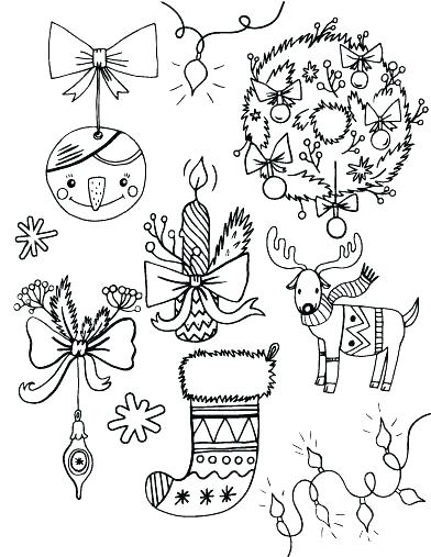 392x507 Christmas Ornaments Coloring Page