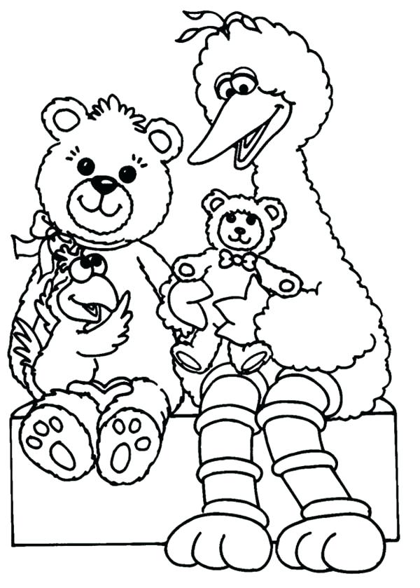 600x839 Oscar The Grouch Coloring Page Big Playing With Teddy Bear