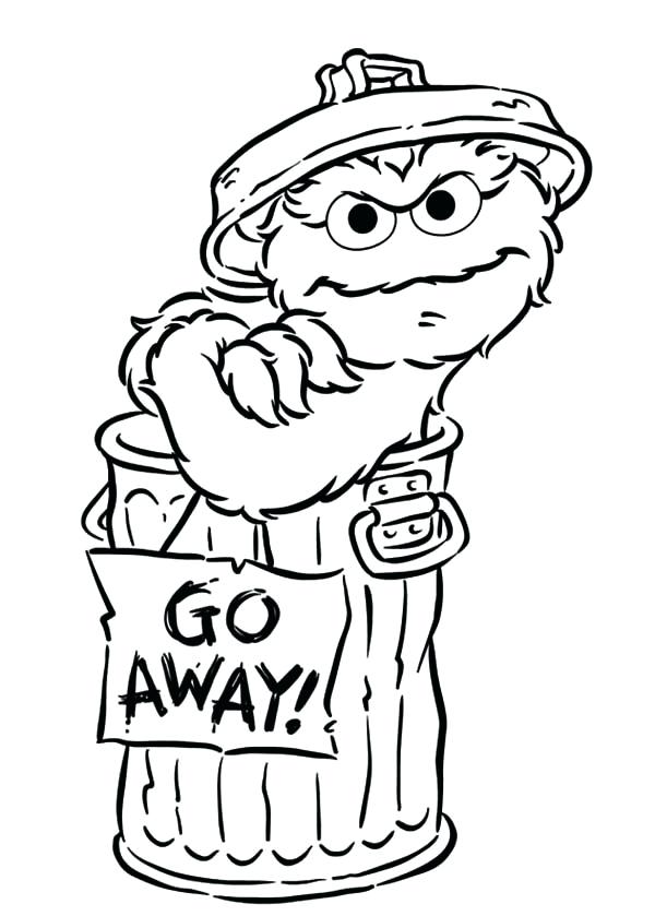 600x839 Oscar The Grouch Coloring Page Say Go Away In Sesame Street